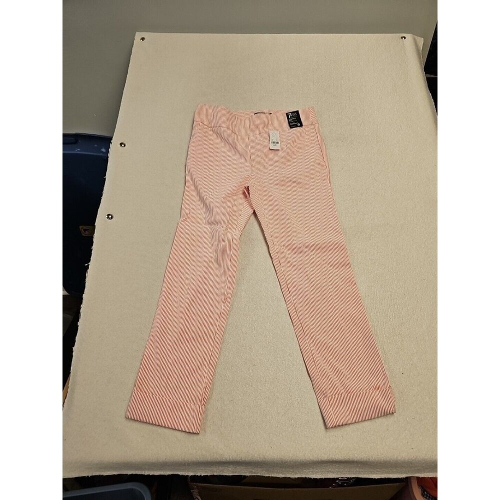 New York & Company 7th Avenue Red White Striped Pull On Crop Pants Small NWT